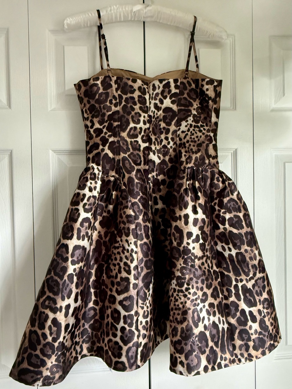 Women’s Leopard Print A-Line Spaghetti Strap Dress - Picture 2 of 3